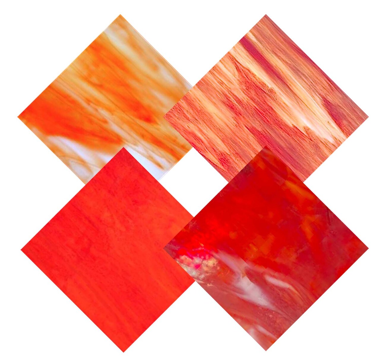 Wissmach 4 Sheet Mixed Color Variety Stained Glass Pack, Orange/RED-Pumpkin,